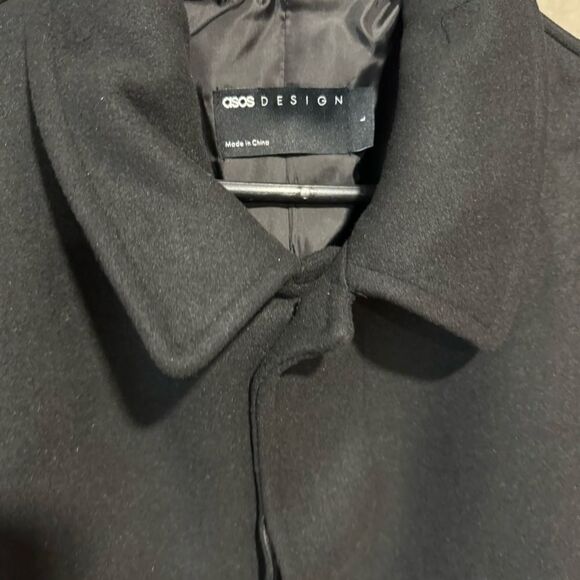 ASOS Design relaxed fit wool mix overcoat in Black - Picture 4 of 8